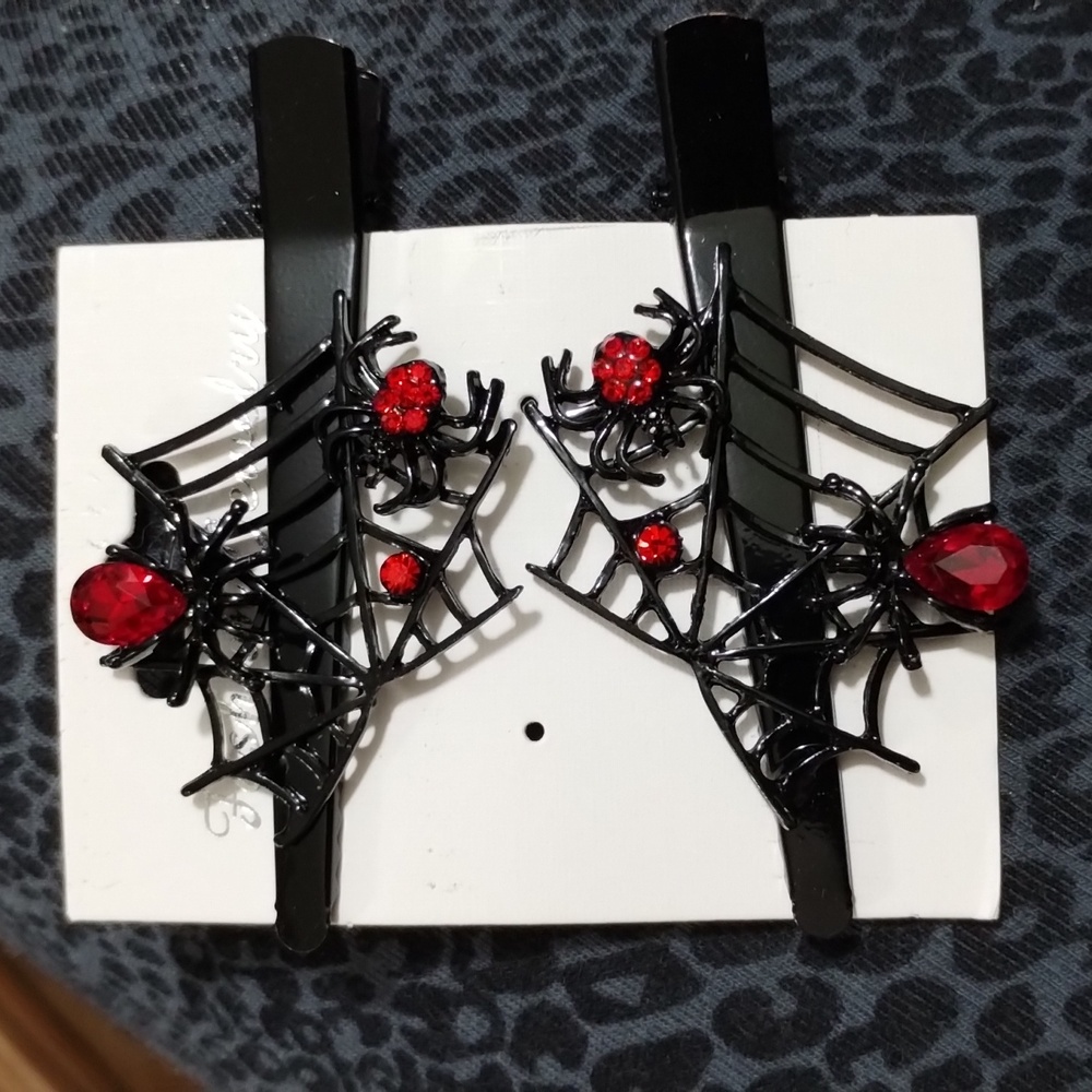 2 Spider hair clips New 3" long